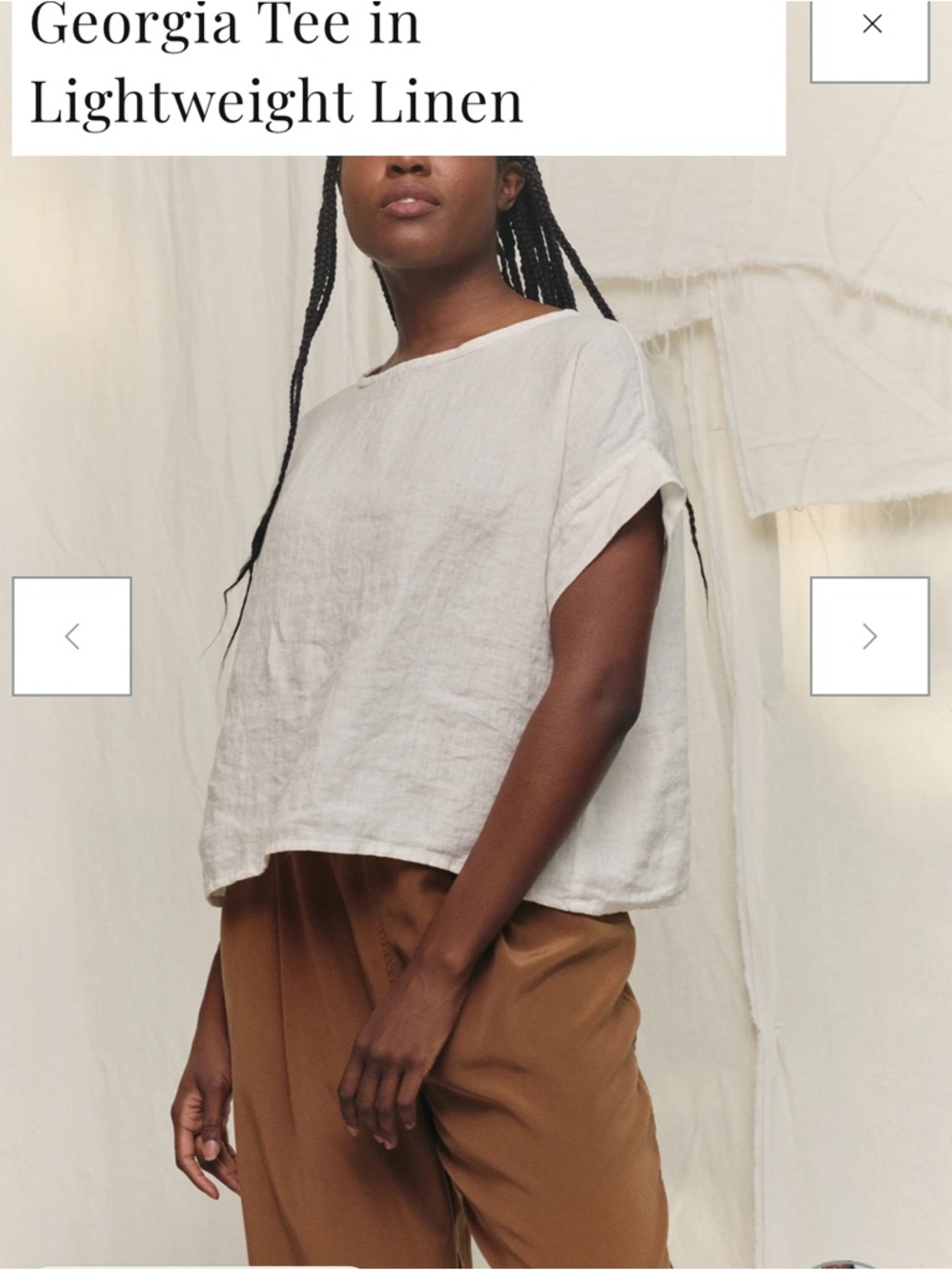 Elizabeth Suzann Georgia Tee Lightweight Linen in Salt size Small